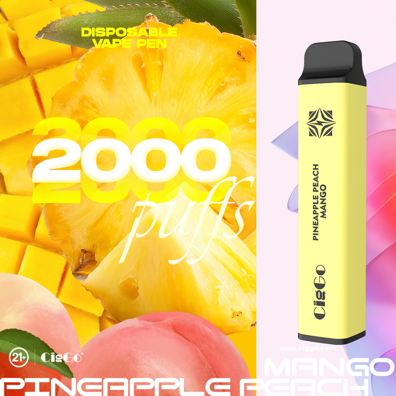6.5ML 2000 Puffs Disposabel Pod Device 950Mah Pineapple Peach Mango
